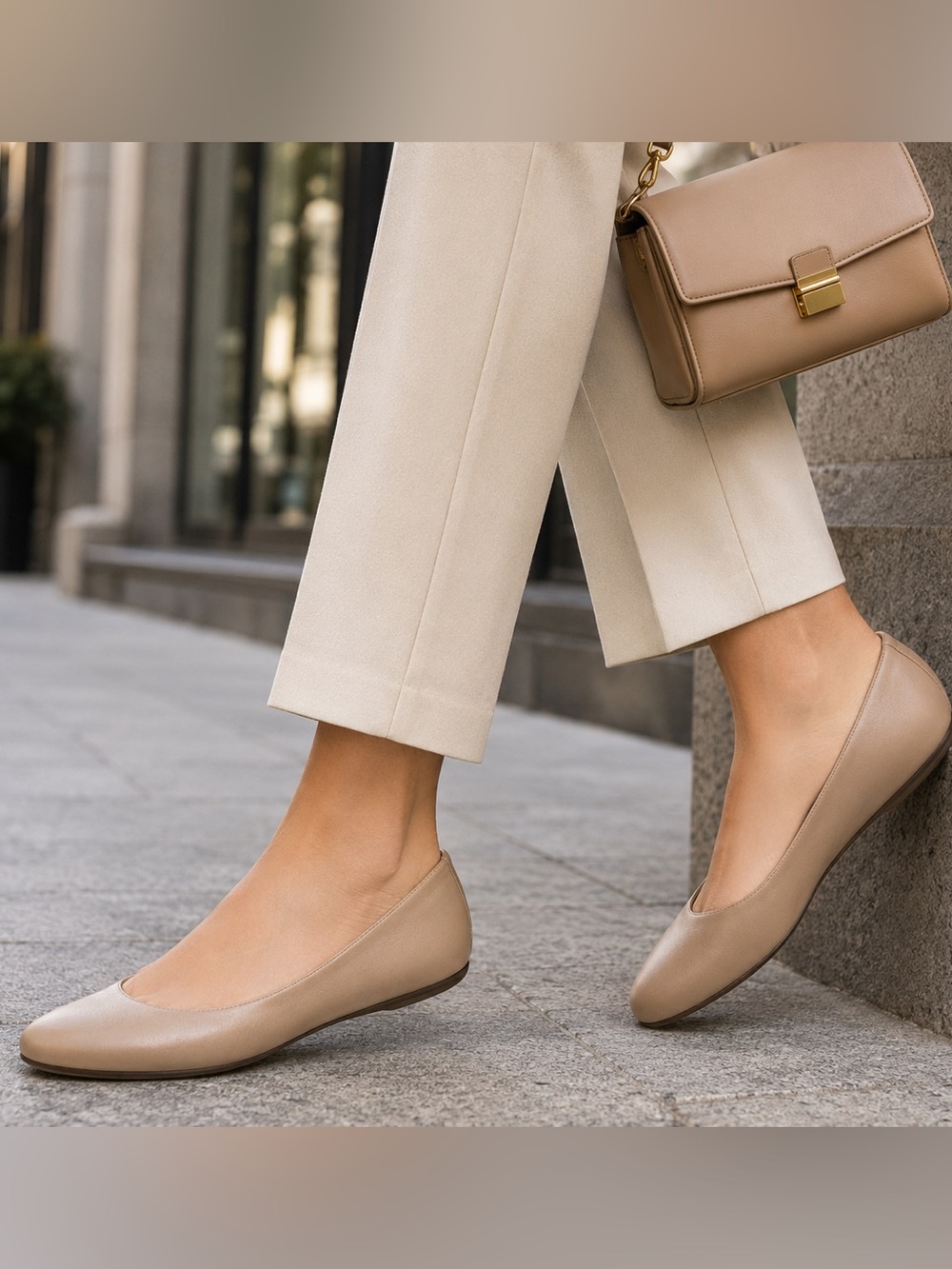 Naturalizer Women's MAXWELL Nude Leather Ballet Flats 9 - Picture 3 of 9